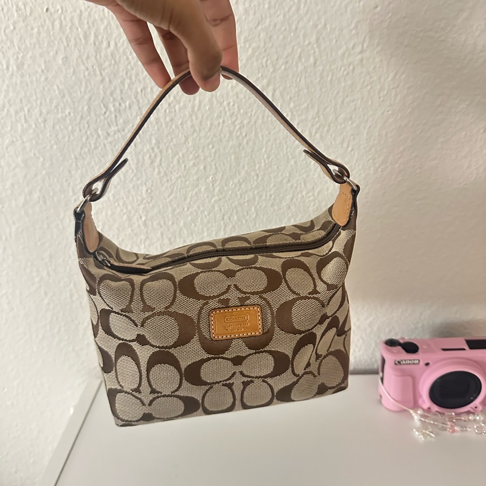 VINTAGE Y2K Coach Signature CANVAS Demi hobo HandBag in Brown 🤎